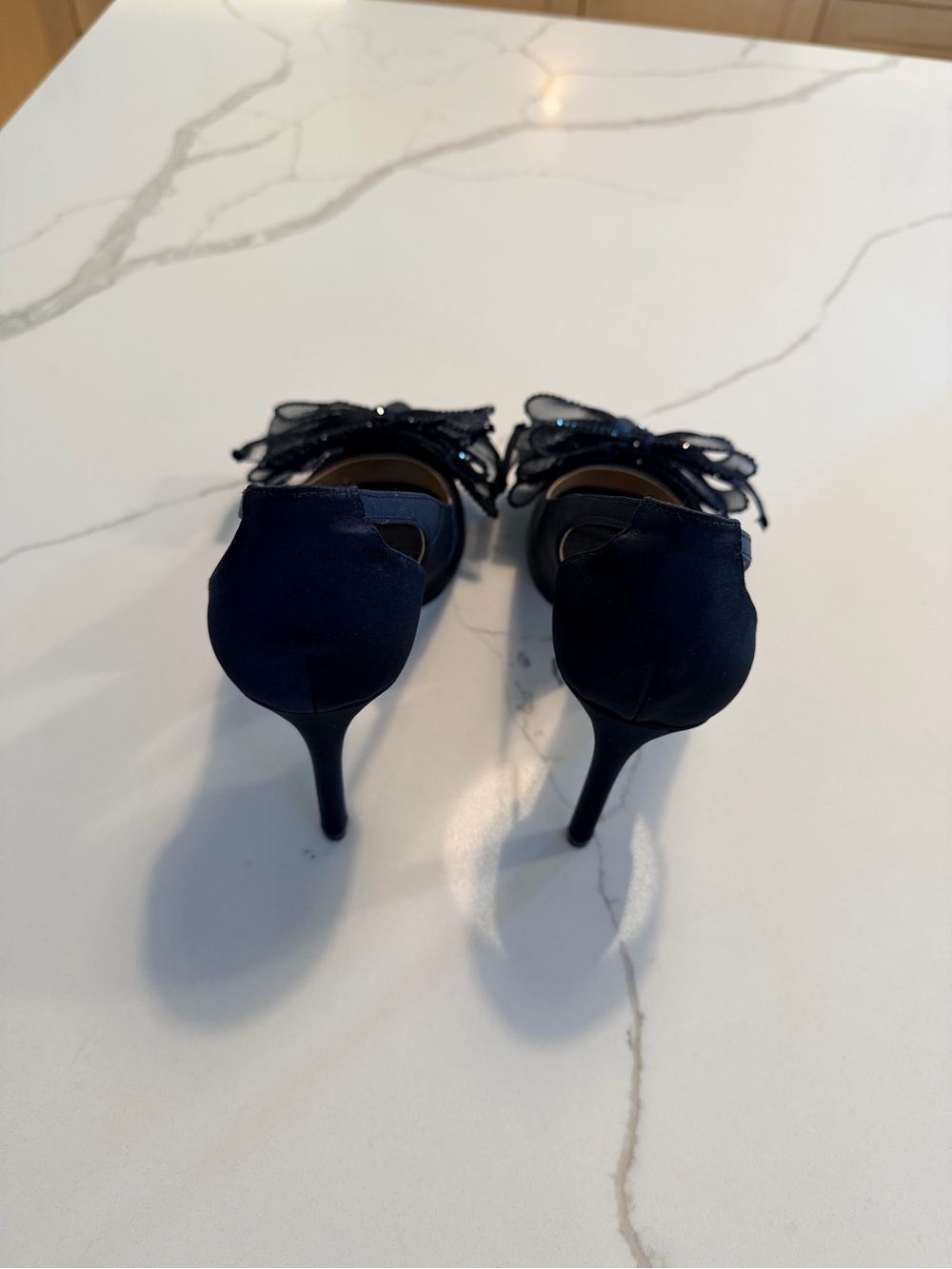 Jessica Simpson Black Pointed Bow Slingback Heels - Picture 3 of 6